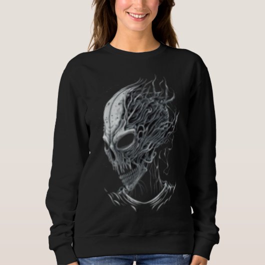 Alien Head Extraterrestrial UFO Glitch Alien Face Sweatshirt (Vorderseite)