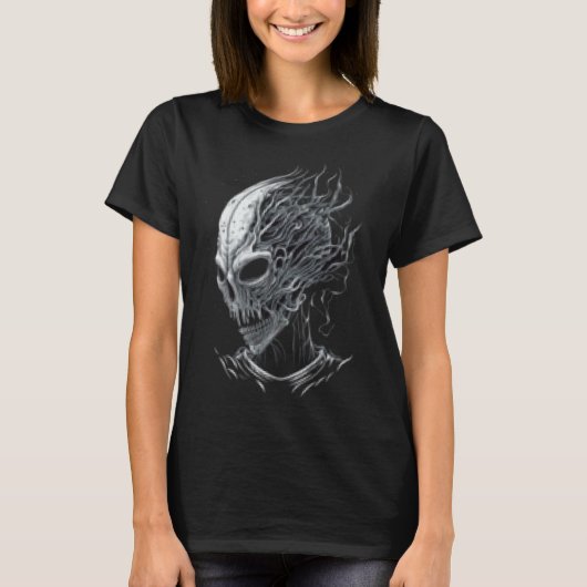 Alien Head Extraterrestrial UFO Glitch Alien Face T-Shirt (Vorderseite)