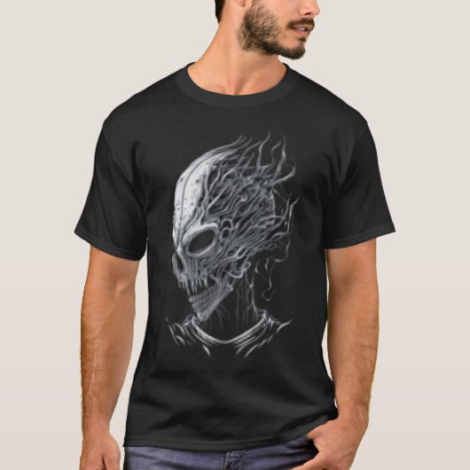 Alien Head Extraterrestrial UFO Glitch Alien Face T-Shirt (Vorderseite)