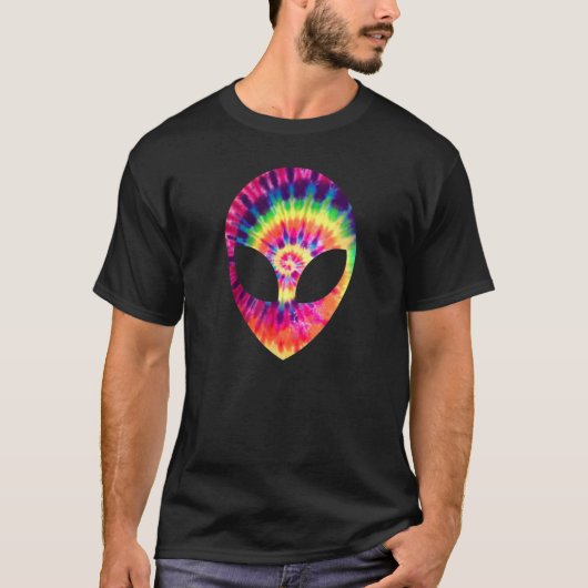 Alien Head Face Space UFO Tie Dye Rave EDM Music  T-Shirt (Vorderseite)