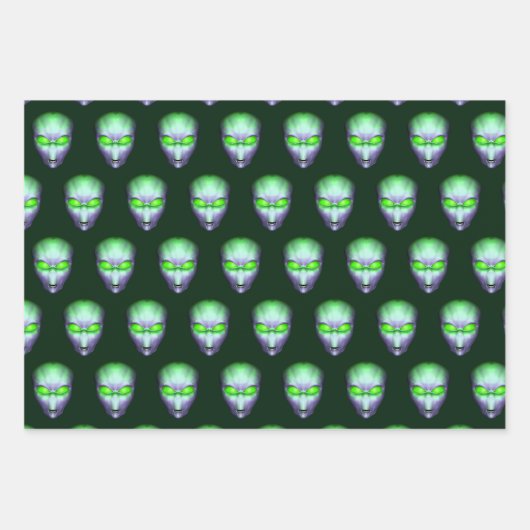 Alien Head Geschenkpapier Set (Vorderseite 3)