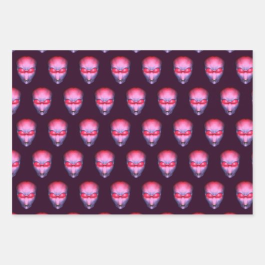Alien Head Geschenkpapier Set (Vorderseite)