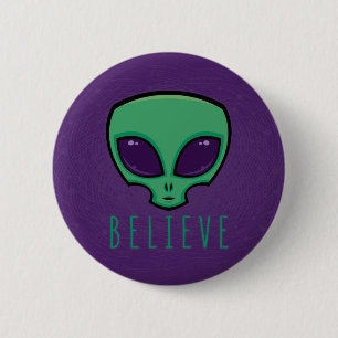 Alien Head glauben Button