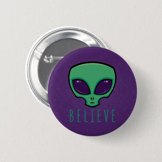 Alien Head glauben Button (Vorne & Hinten)