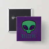 Alien Head glauben Button (Vorne & Hinten)