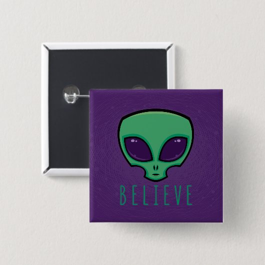 Alien Head glauben Button (Vorne & Hinten)