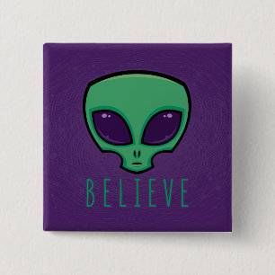 Alien Head glauben Button