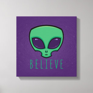 Alien Head glauben Leinwanddruck