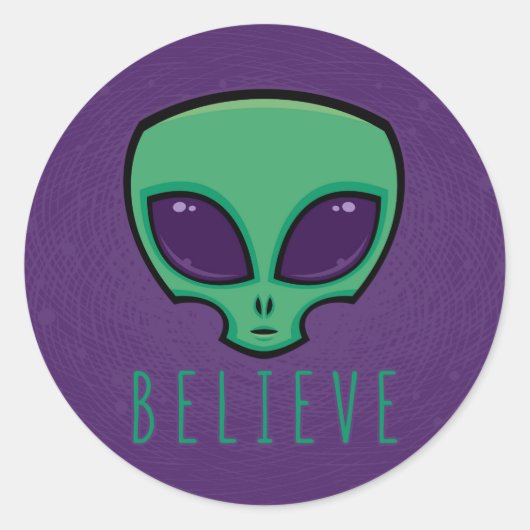 Alien Head glauben Runder Aufkleber (Vorderseite)