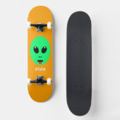 Alien Head Green Orange Personalisiert Kids Skateboard (Vorderseite)