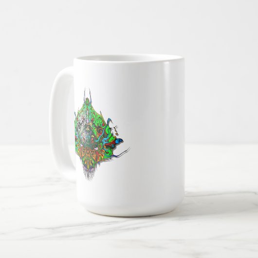Alien Head green tribal design Kaffeetasse (Vorderseite Links)