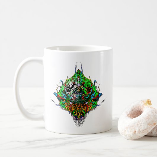 Alien Head - grün Kaffeetasse (Mit Donut)