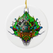 Alien Head - grün Keramik Ornament (Hinten)