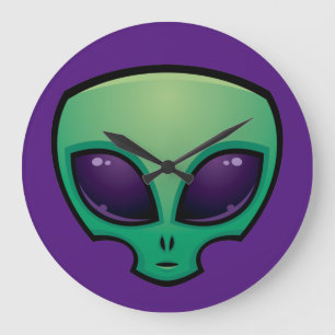 Alien Head Icon Große Wanduhr