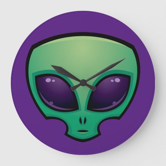Alien Head Icon Große Wanduhr (Vorderseite)