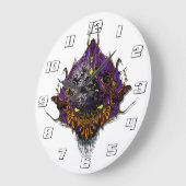 Alien Head - lila Große Wanduhr (Winkel)