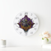 Alien Head - lila Große Wanduhr (Zuhause)