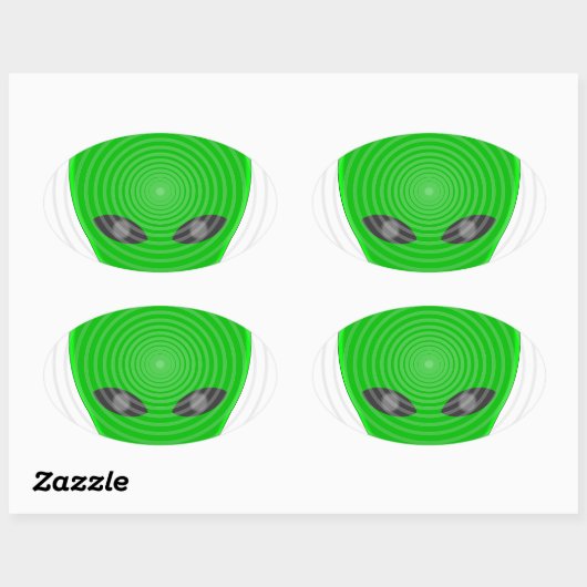 Alien Head Mind Kontrolle Ovaler Aufkleber (Blatt)