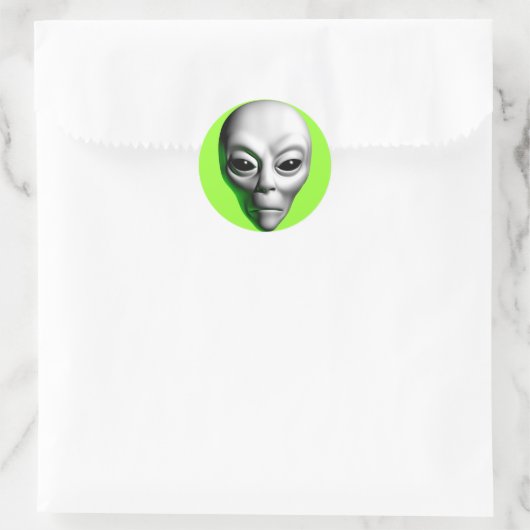 Alien Head Runder Aufkleber (Tasche)