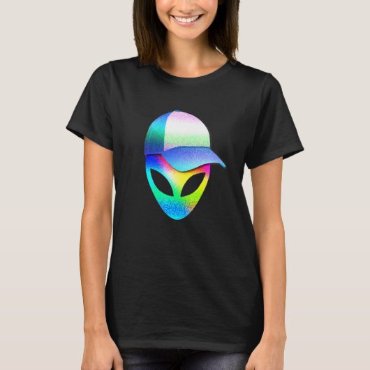 Alien Head Sci Fi Trippy Techno Rave Edm Music Fes T-Shirt (Vorderseite)