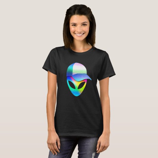 Alien Head Sci Fi Trippy Techno Rave Edm Music Fes T-Shirt (Vorne ganz)