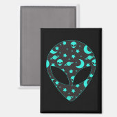 Alien Head Space Muster Design Magnet (Vorderseite/Rückseite)