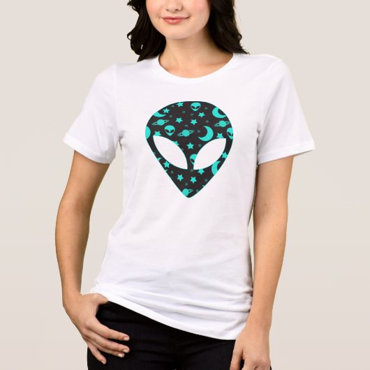Alien Head Space Muster Design Tri-Blend Shirt (Vorderseite)
