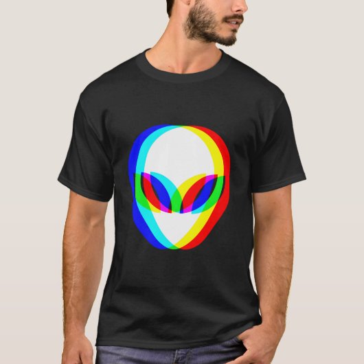 Alien Head Trippy Vaporwave Techno Rave Edm Music T-Shirt (Vorderseite)