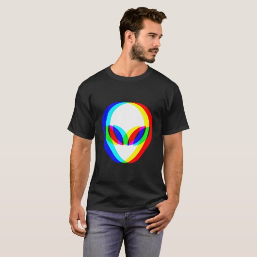 Alien Head Trippy Vaporwave Techno Rave Edm Music T-Shirt (Vorne ganz)