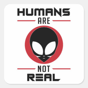 Alien Head Ufo Außerirdischen Bereich 51 Gewitzte Quadratischer Aufkleber