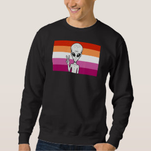 Alien Head Ufo Peace Sign Gaylien Lesbian Pride Fl Sweatshirt
