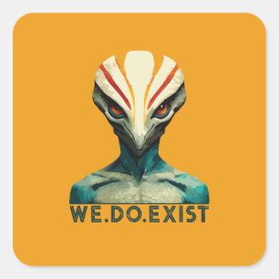 Alien Head - wir existieren Quadratischer Aufkleber
