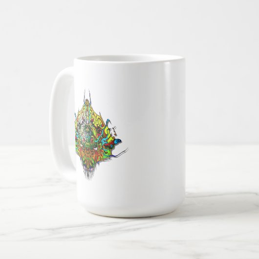 Alien Head yellow tribal design Kaffeetasse (Vorderseite Links)