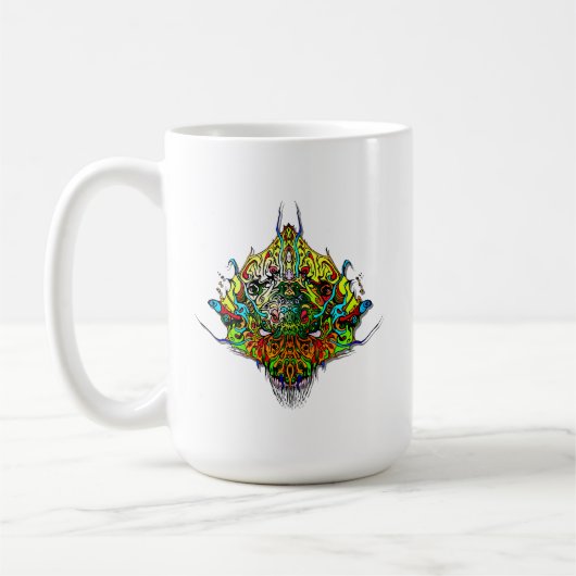 Alien Head yellow tribal design Kaffeetasse (Links)