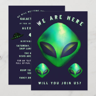 Alien Heads 40. Geburtstagsfeier Einladung