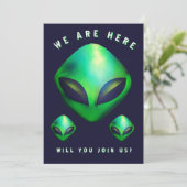 Alien Heads 40th Birthday Party Einladung (Stehend Vorderseite)