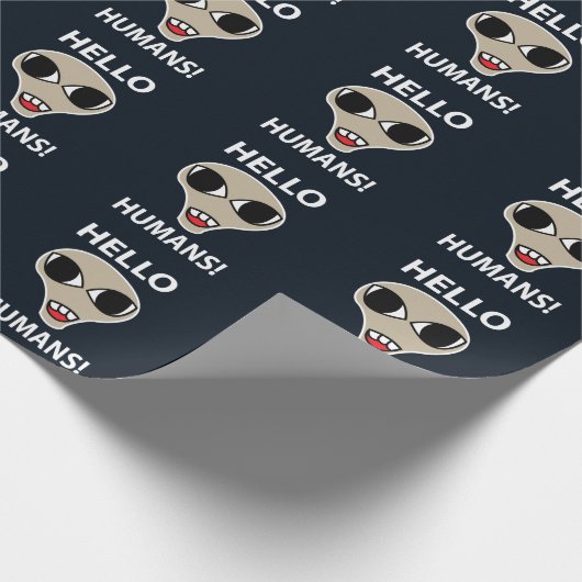Alien Hello Humans Funny Alien Geschenkpapier (Ecke)