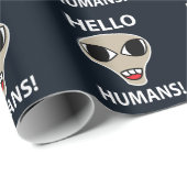 Alien Hello Humans Funny Alien Geschenkpapier (Rolleneckpunkt)
