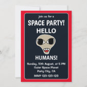 Alien Hello Humans Funny Alien Space Party Einladung (Vorderseite)