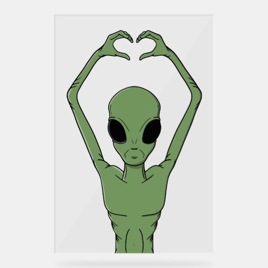 Alien-Herz-Pose Acrylschild (Vorderseite)