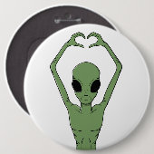 Alien-Herz-Pose Button (Vorne & Hinten)
