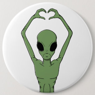 Alien-Herz-Pose Button