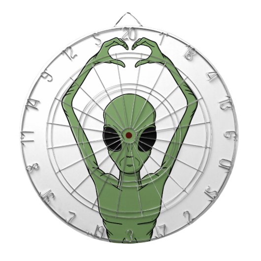 Alien-Herz-Pose Dartscheibe (vorne)