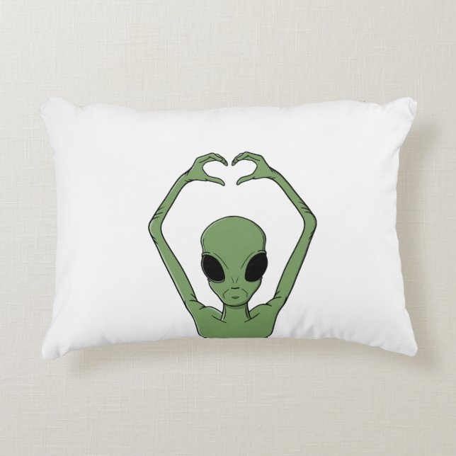 Alien-Herz-Pose Dekokissen (Vorderseite)