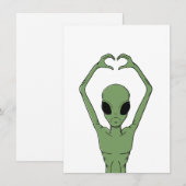 Alien-Herz-Pose Einladung (Vorne/Hinten)