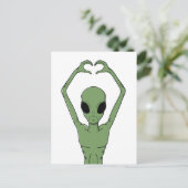 Alien-Herz-Pose Feiertagspostkarte (Stehend Vorderseite)