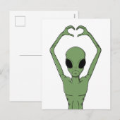 Alien-Herz-Pose Feiertagspostkarte (Vorne/Hinten)