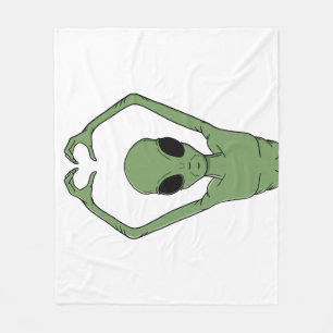 Alien-Herz-Pose Fleecedecke