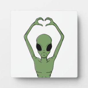 Alien-Herz-Pose Fotoplatte