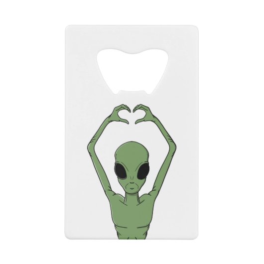 Alien-Herz-Pose Geldbeutel Flaschenöffner (Vorderseite)